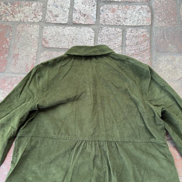 J.Jill Corduroy Green Button Up Blouse Fall Long Sleeve Autumn Collared - Picture 5 of 8
